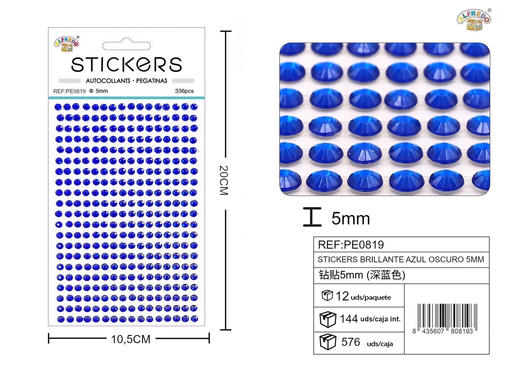 Pegatinas brillantes azul oscuro 5 mm 10 x 20 cm - Decoración