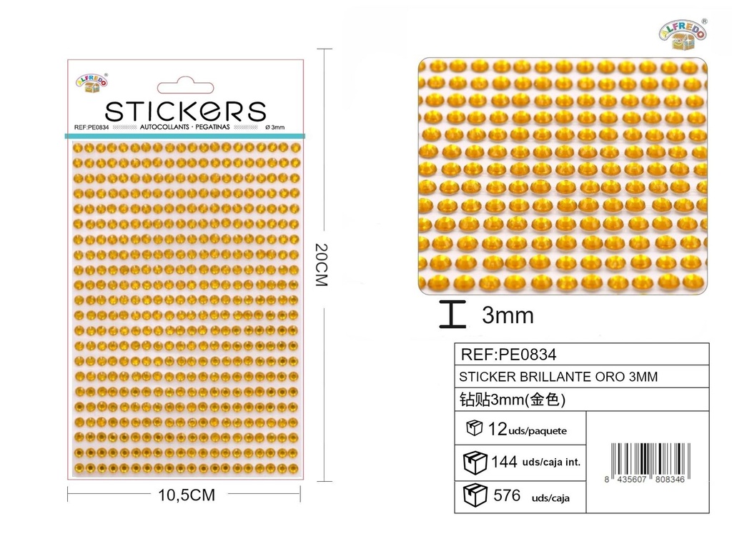 Sticker brillante oro 3mm 10.5x20cm