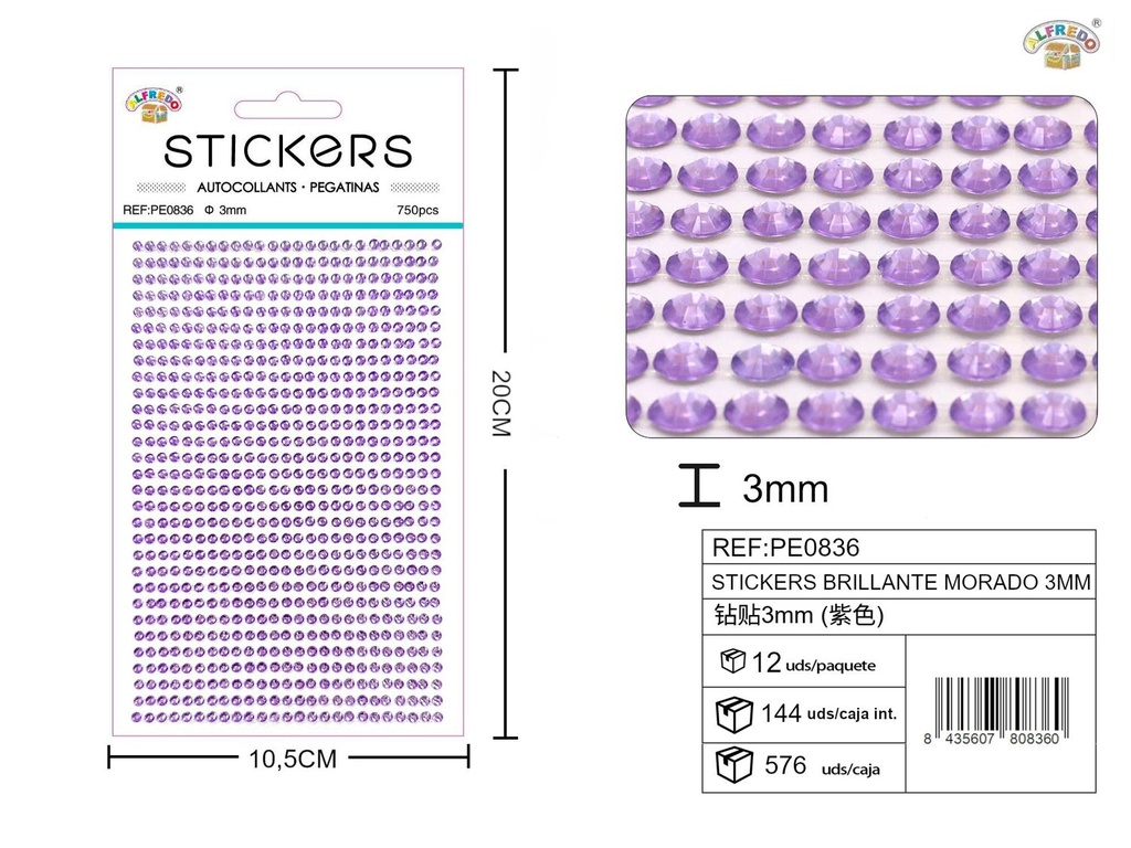 Sticker brillante morado 3mm 10.5x20cm para manualidades