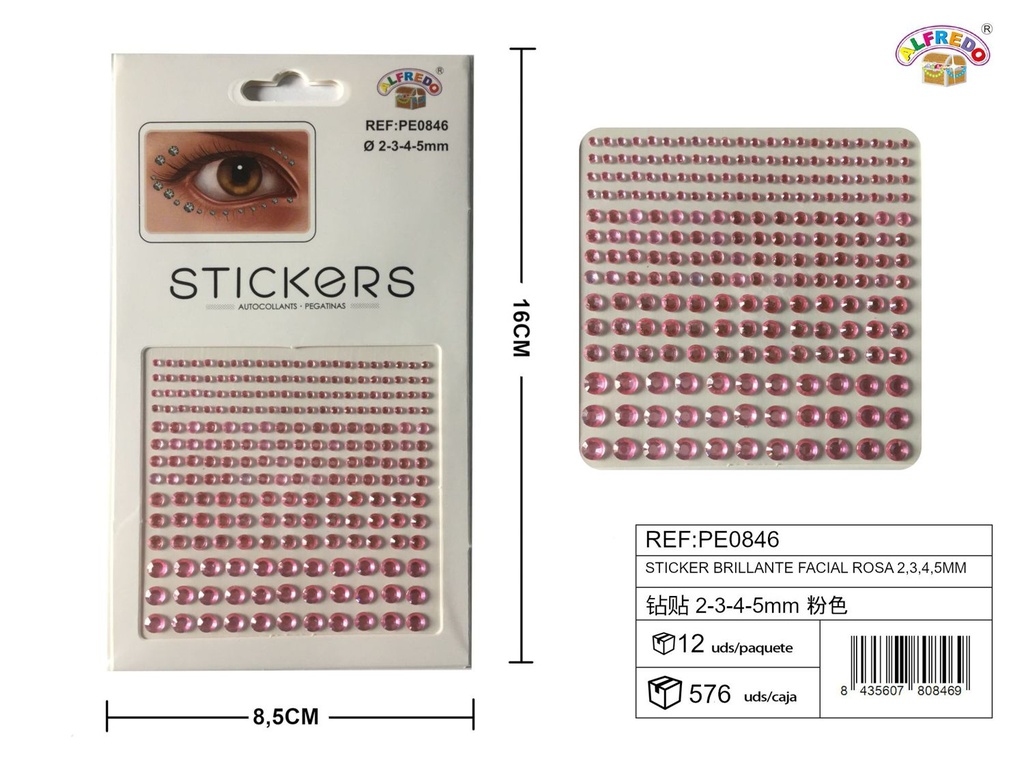 Sticker brillante facial rosa 8.5x16cm