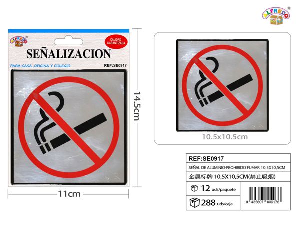 Señal de aluminio - Prohibido fumar para espacios seguros