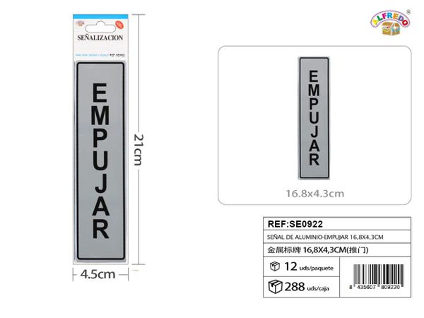 Señal de aluminio "empujar" para puertas