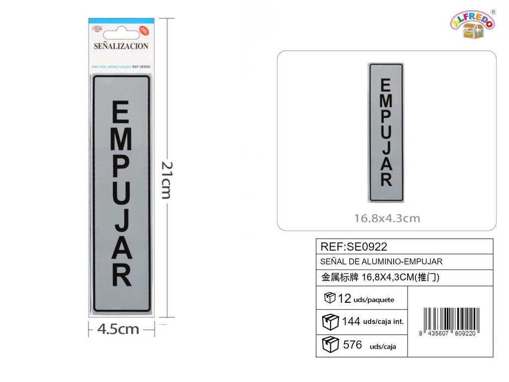 Señal de aluminio - EMPUJAR - Etiquetas metálicas