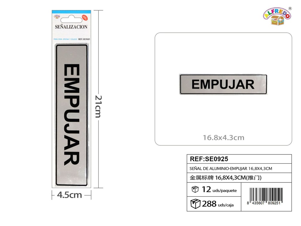 Señal de aluminio "Empujar"