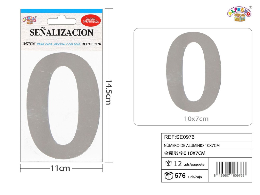 Señal de aluminio números 10x7cm para identificación