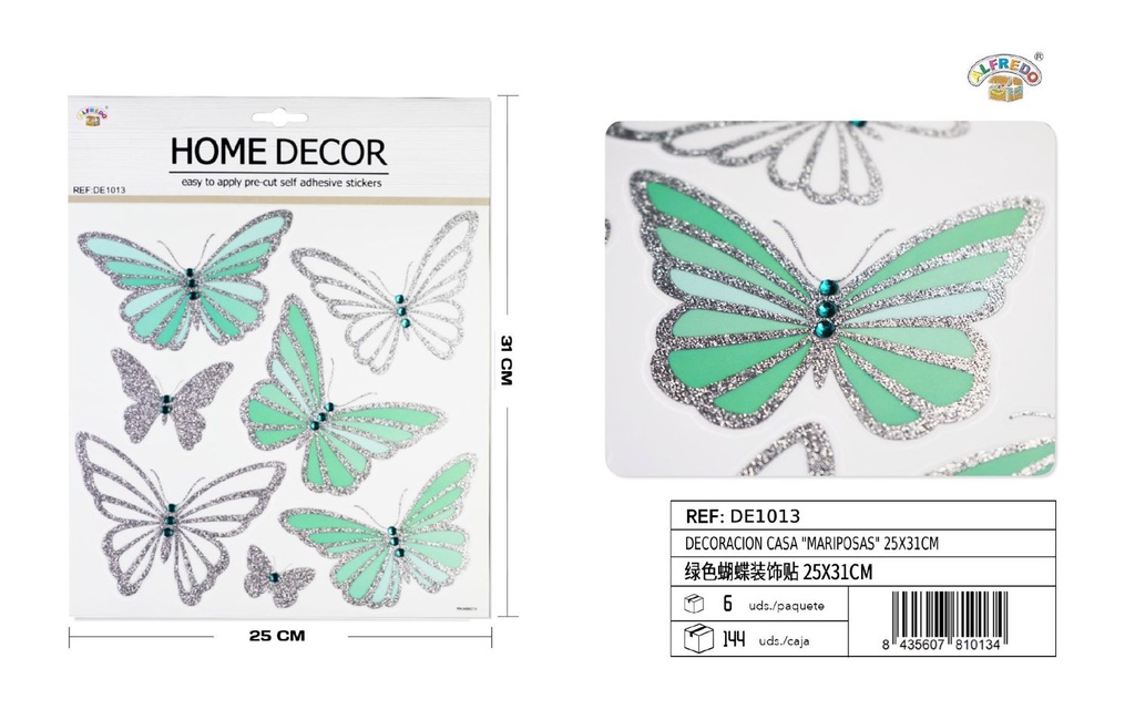 Decoración casa "Mariposas verdes" 25x31cm - Decoraciones para el hogar
