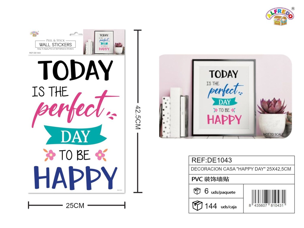 Decoración de casa "Happy Day" 24.5x35 cm - Decoración de pared