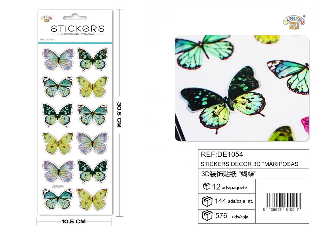 Stickers decorativos 3D "Mariposas" 10.5x30.5cm - Decoración de interiores