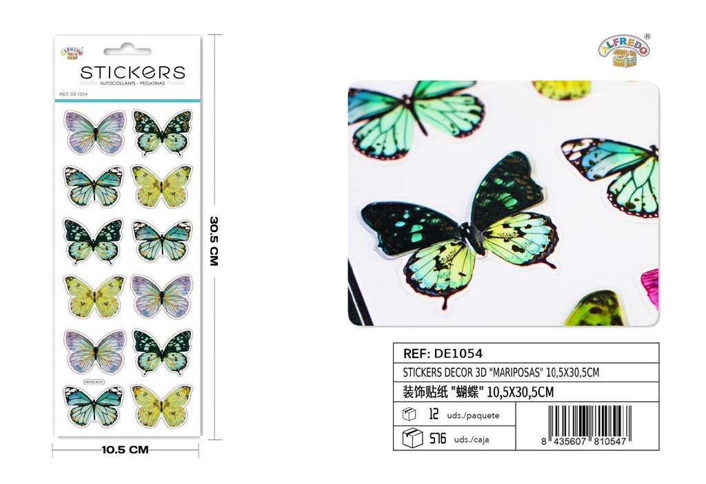 Stickers decorativos 3D "Mariposas" 10.5x30.5cm