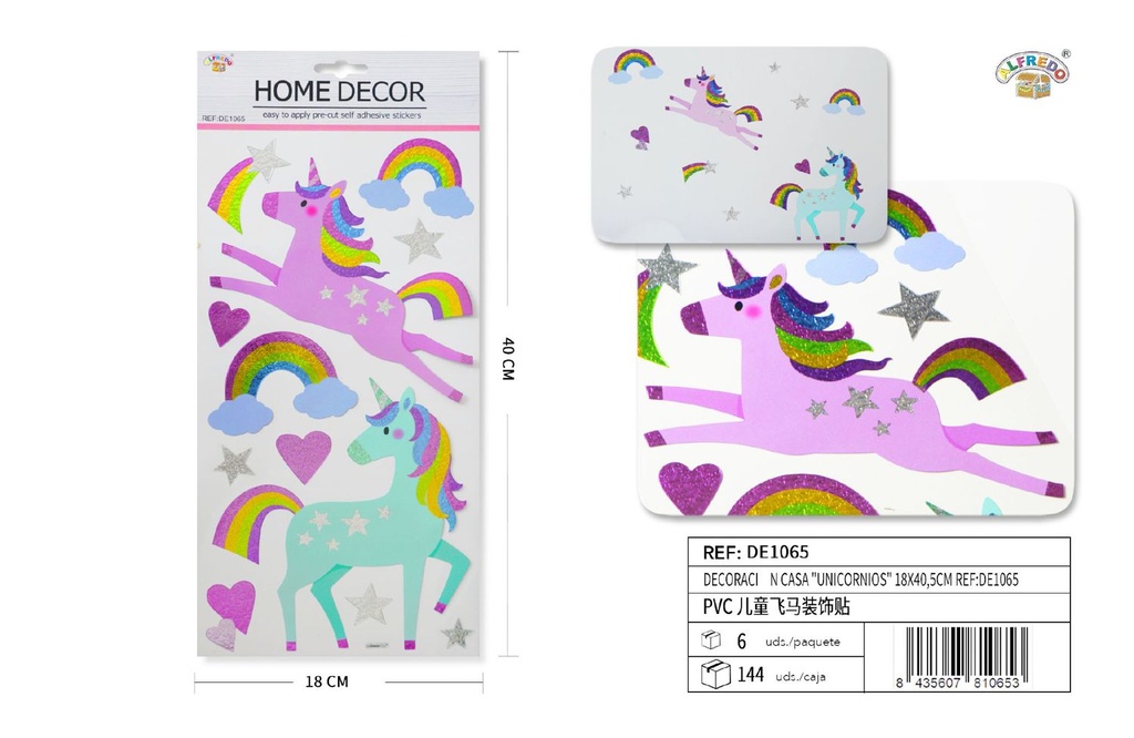 Decoración de pared "Unicornios" 18x40.5cm para habitaciones infantiles