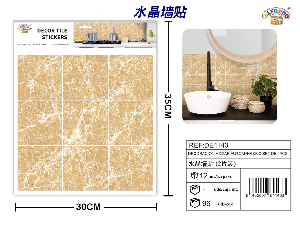 Decoración de hogar autoadhesiva set de 2 piezas 30x30 cm - Decoraciones