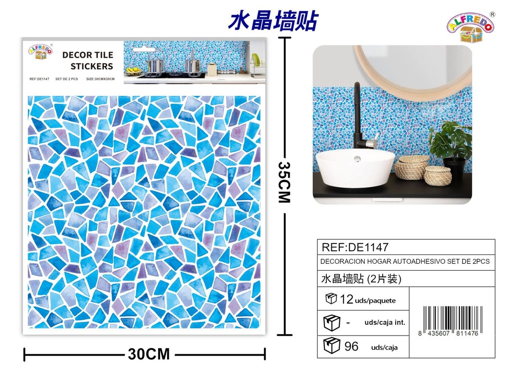 Decoración de hogar autoadhesiva set de 2 piezas 30x30 cm - Decoraciones