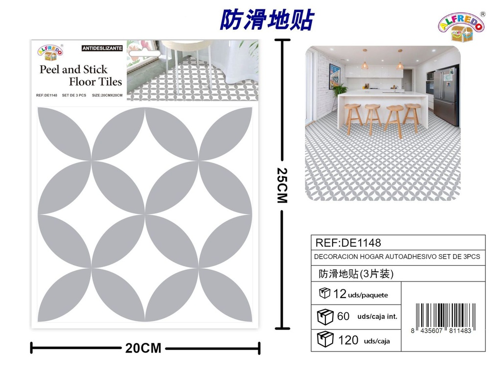 Decoración hogar autoadhesiva set de 3 pcs 20x20cm - Decoraciones antideslizantes