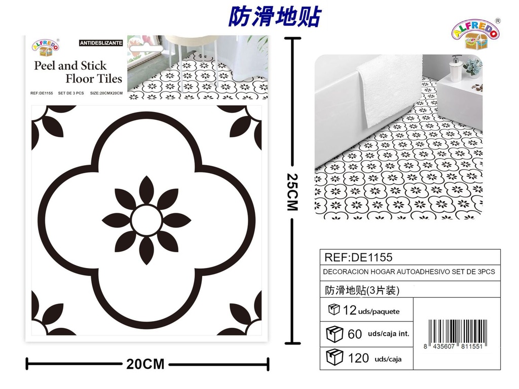 Decoración hogar autoadhesiva set de 3 pcs 20x20cm - Decoraciones antideslizantes