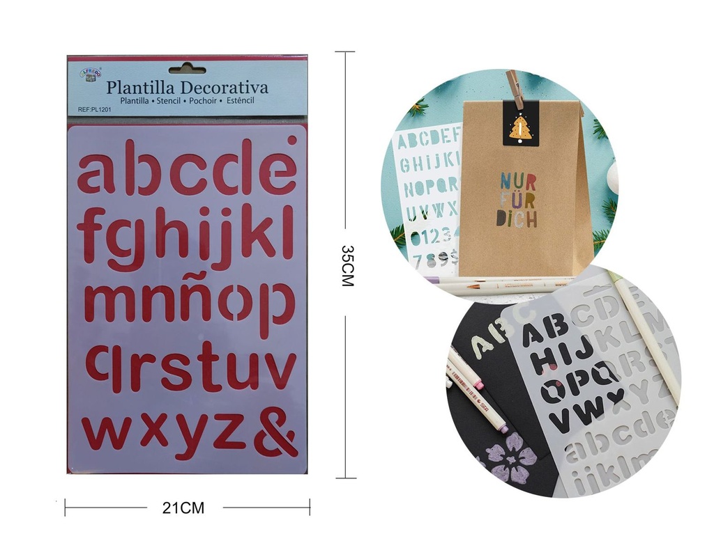 Plantilla decorativa "Letras minúsculas" 21x35 cm - Plantillas decorativas