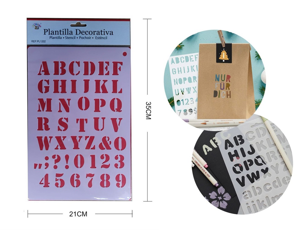 Plantilla decorativa "Letras y números" 21x35 cm - Plantillas decorativas