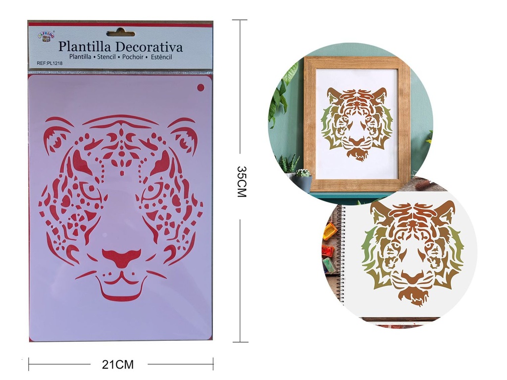 Plantilla decorativa "Tigre" 21x35cm para manualidades