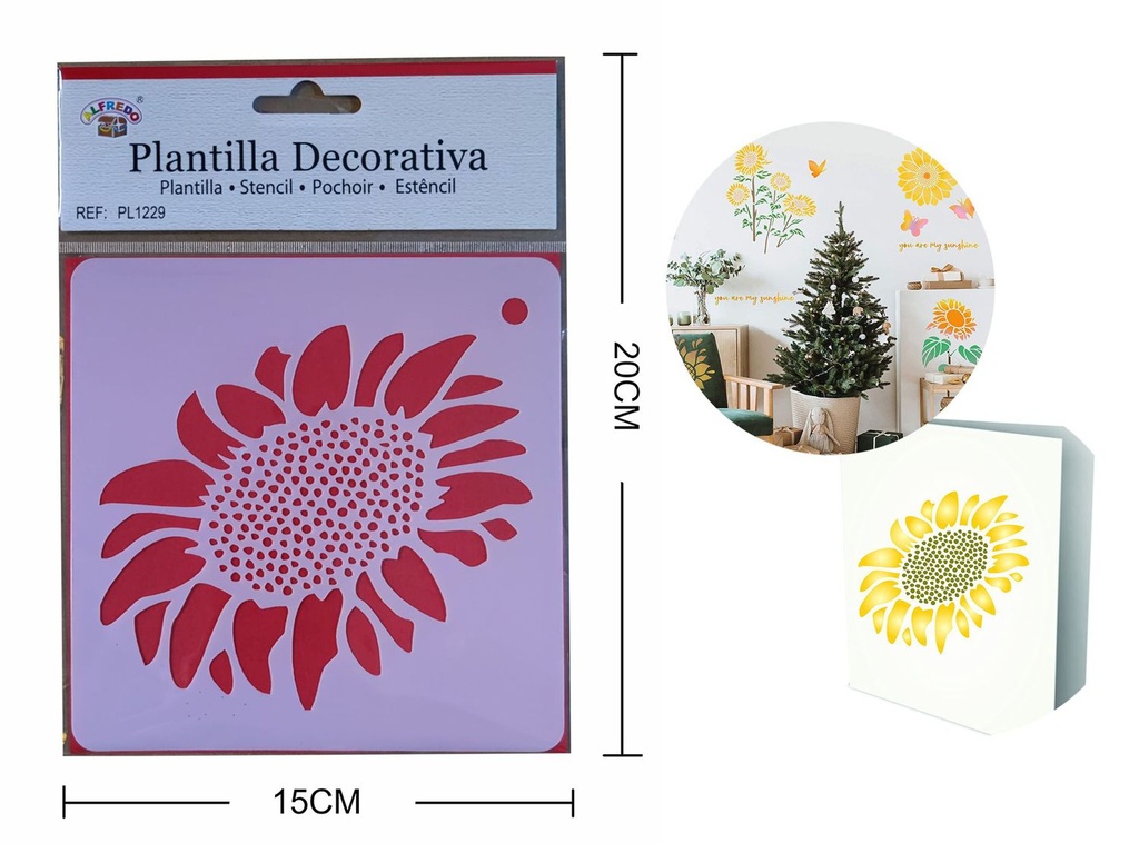 Plantilla decorativa "Girasol" 15x20cm para manualidades