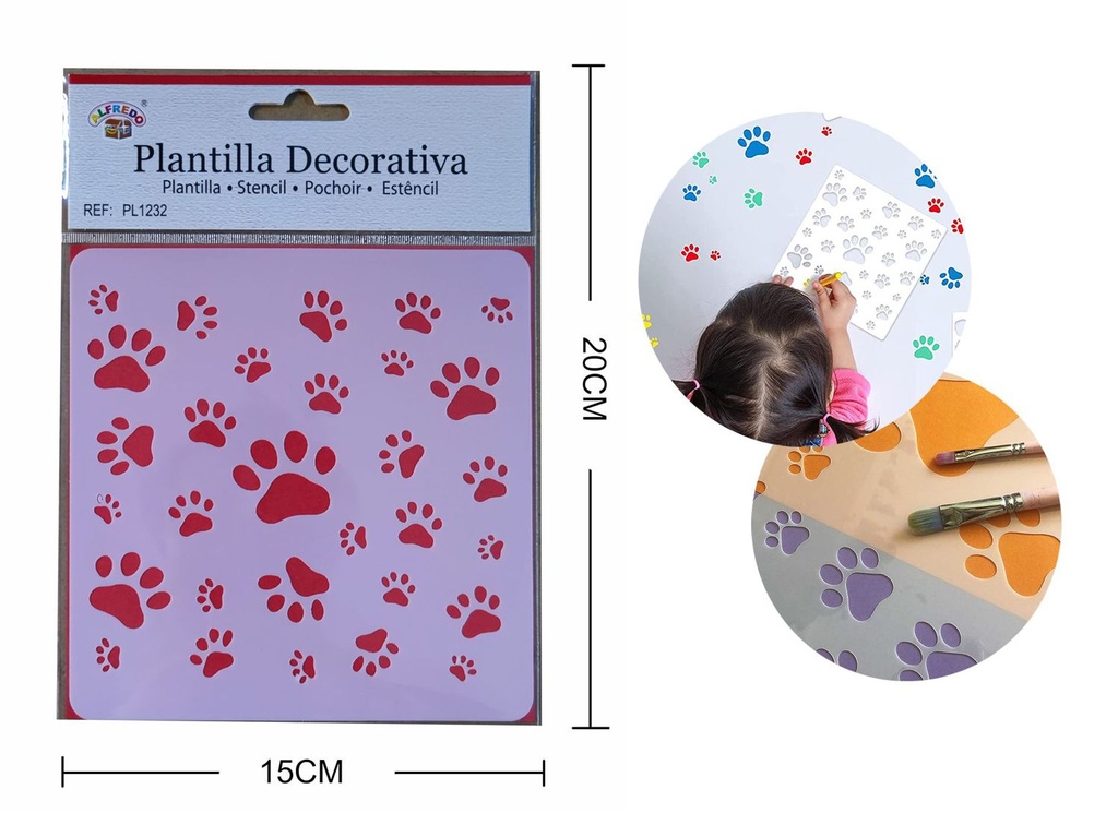 Plantilla decorativa de huellas de perro 15x20cm para manualidades