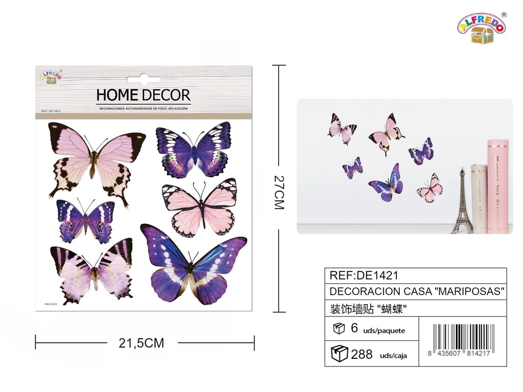 Decoración para el hogar "Mariposas" 21.5x27cm