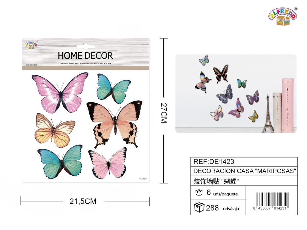 Decoración de mariposas 21.5x27cm