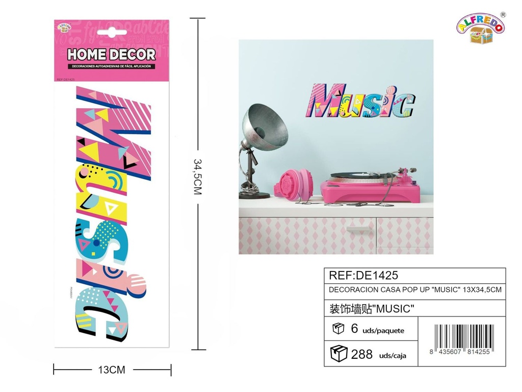 Decoración pop-up para casa "Music" 13x34.5cm