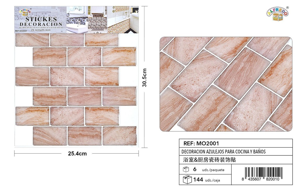 Decoración azulejos para cocina y baños 25.4x30.5cm para bricolaje