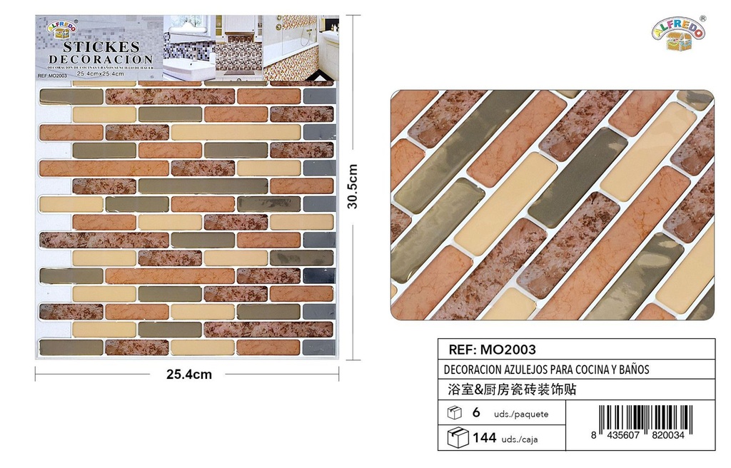 Decoración de azulejos para cocina y baños 25.4x30.5cm