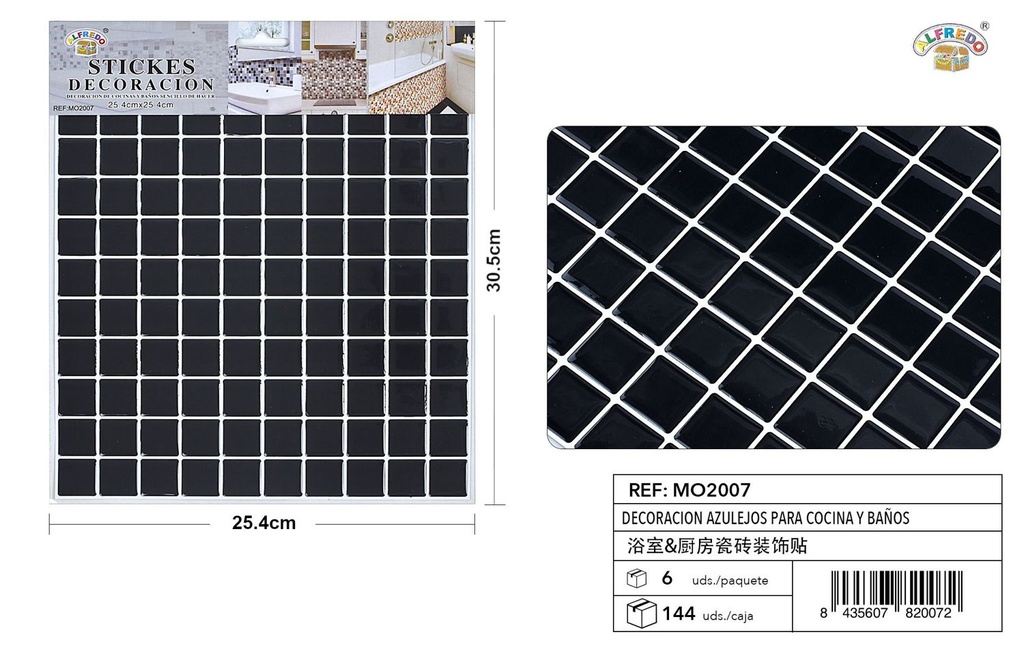 Decoración de azulejos para cocina y baños 25.4x30.5cm autoadhesivos