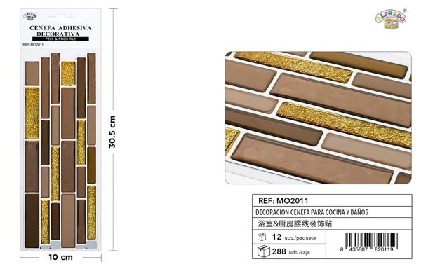 Decoración cenefa para cocina y baño 10x30.5cm