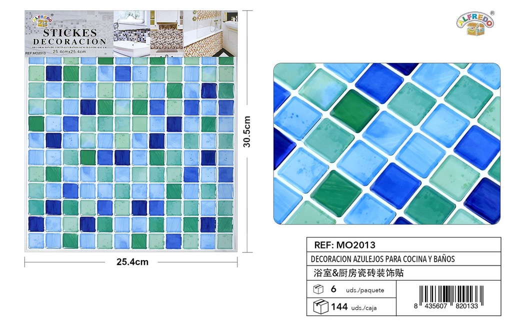 Decoración de azulejos para cocina y baño 25.4x30.5cm para hogar