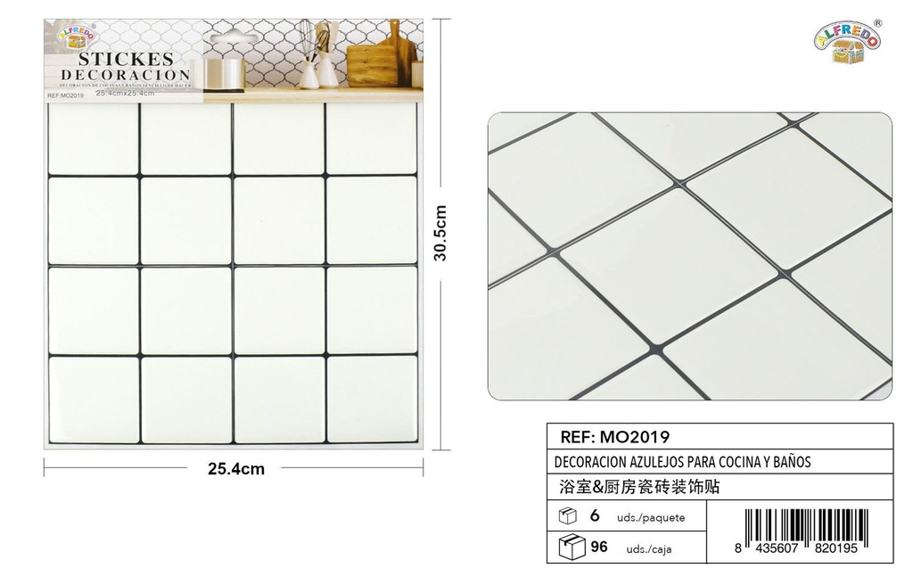 Decoración azulejos para cocina y baños 25.4x30.5cm