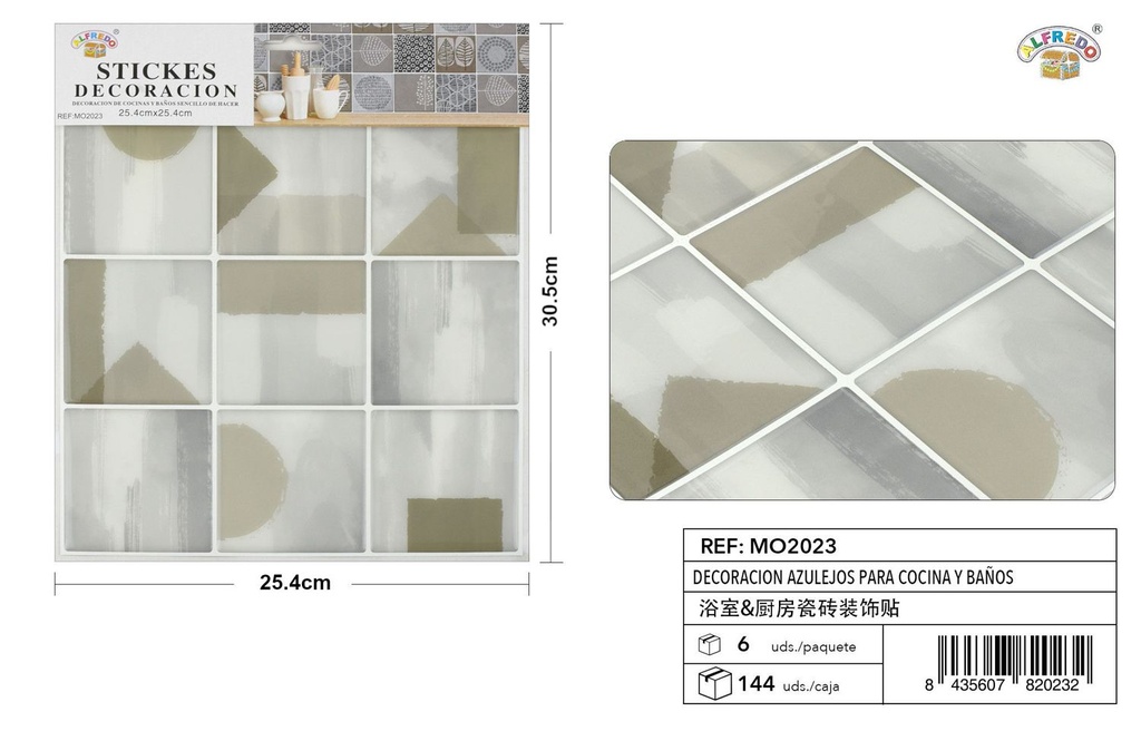 Decoración de azulejos para cocina y baños 25.4x30.5cm