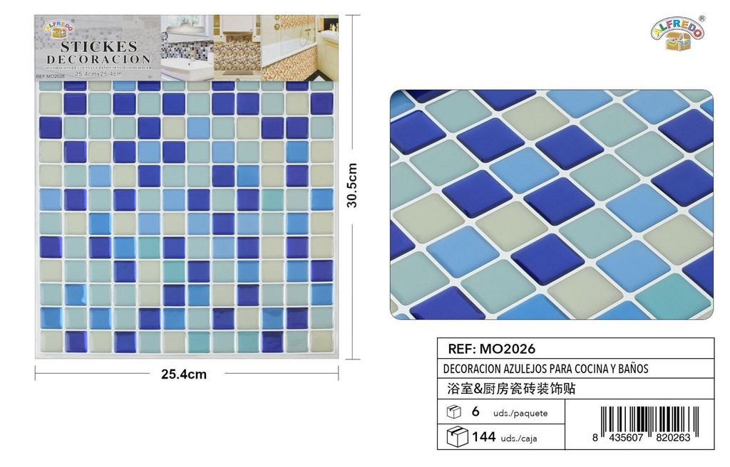 Decoración de azulejos para cocina y baños 25.4x30.5cm adhesivos de pared