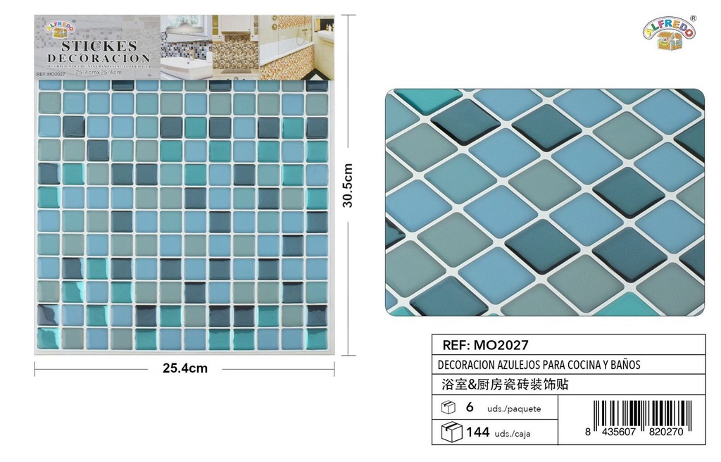 Decoración de azulejos para cocina y baños 25,4x30,5cm para hogar