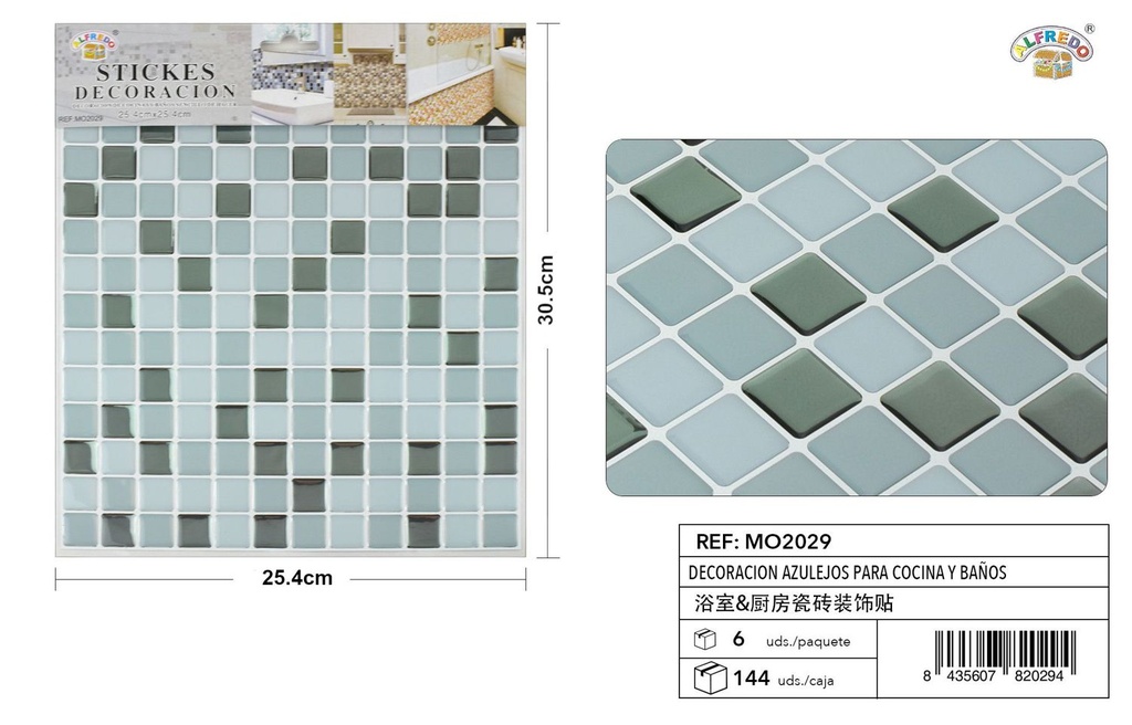 Decoración azulejos para cocina y baños 25.4x30.5cm, pegatina