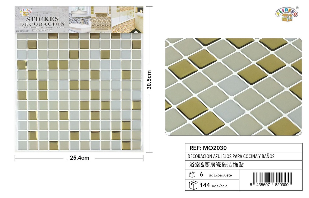 Decoración azulejos para cocina y baños 25.4x30.5cm para azulejos