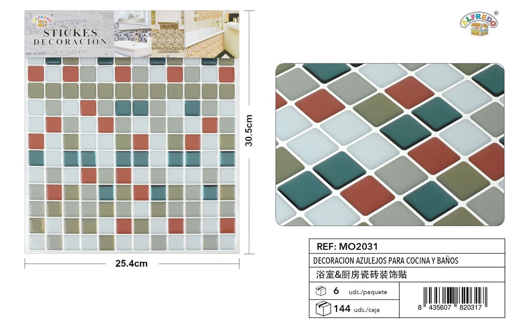 Decoración de azulejos para cocina y baños 25.4x30.5cm para renovaciones