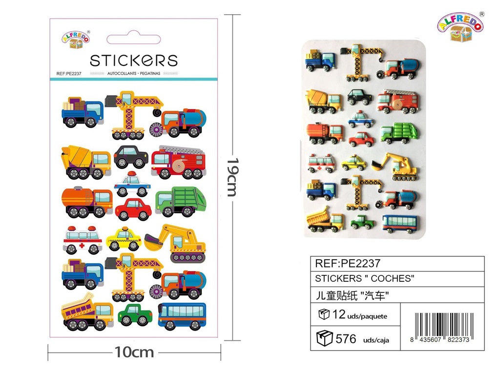 Stickers "Coches" 10x19cm para niños y manualidades