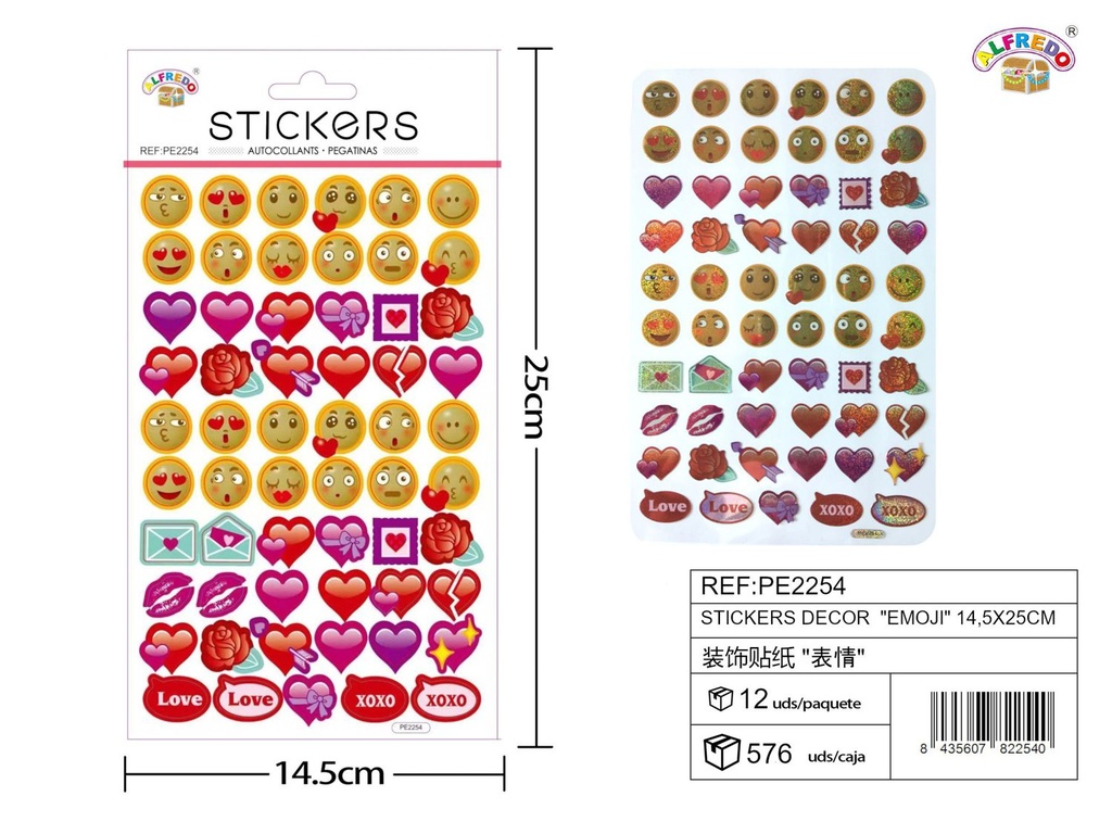 Stickers decorativos "Emoji" 14.5x25cm para manualidades