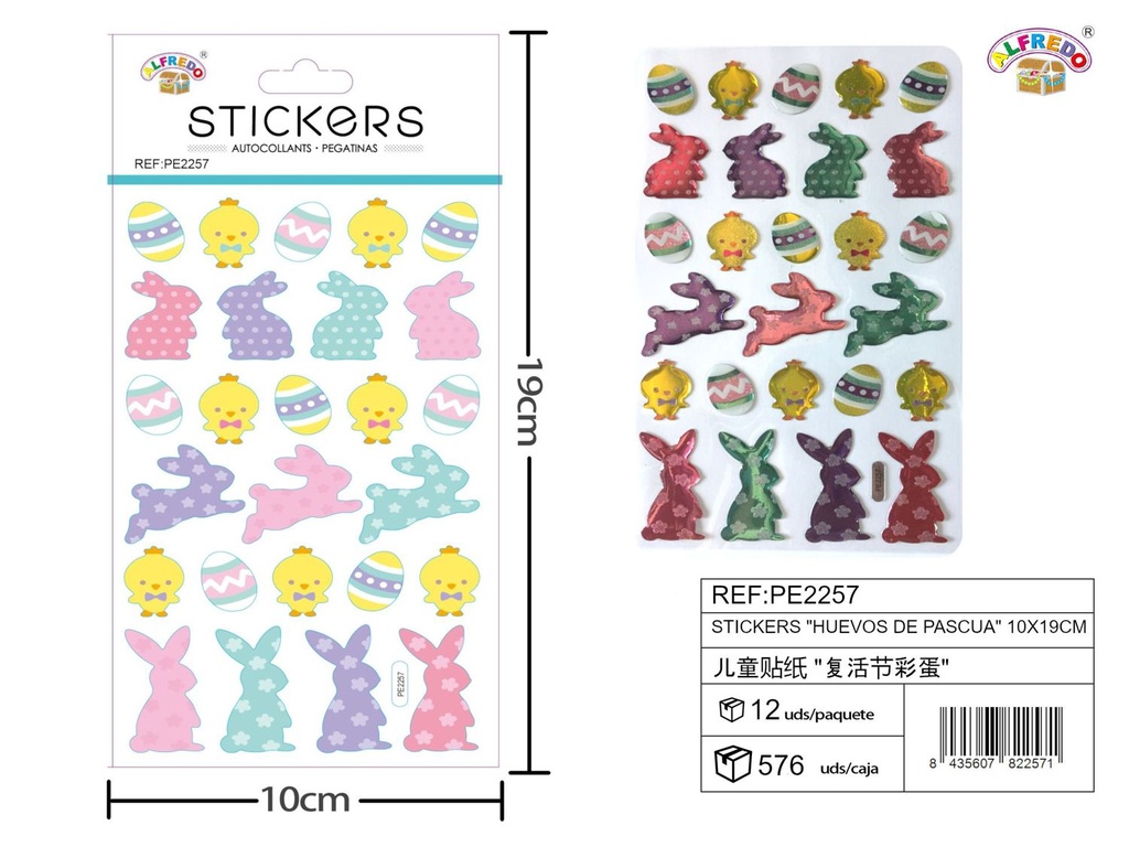 Stickers de Huevos de Pascua 10x19 cm - Adhesivos infantiles