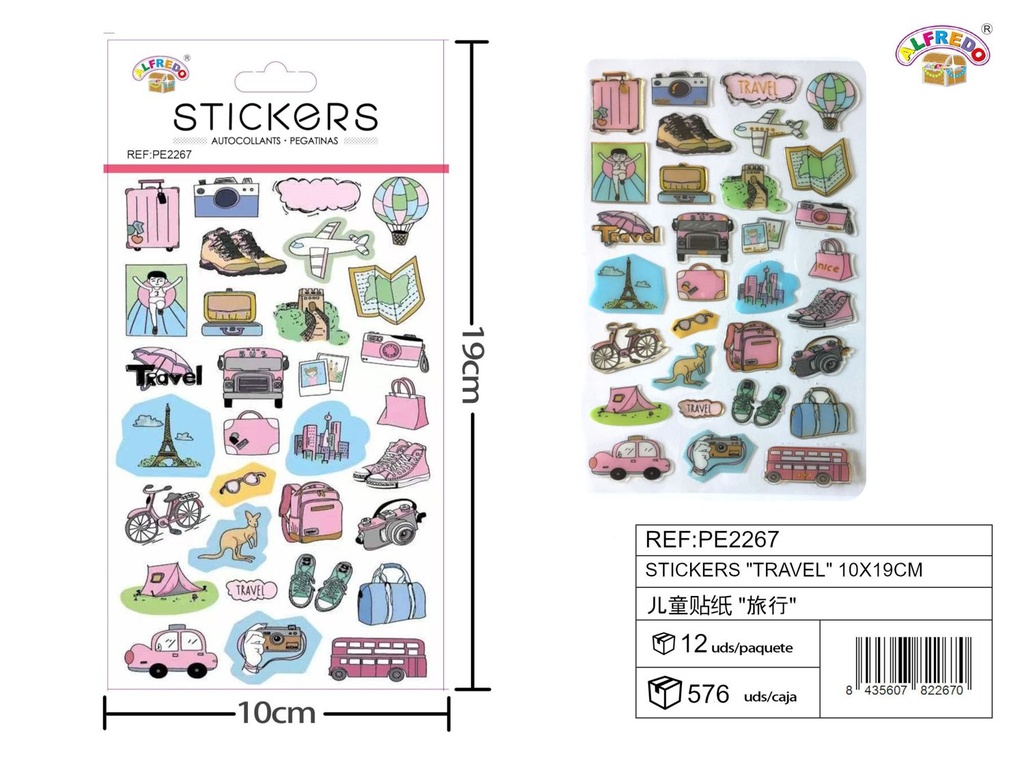 Stickers "Travel" 10x19cm para manualidades