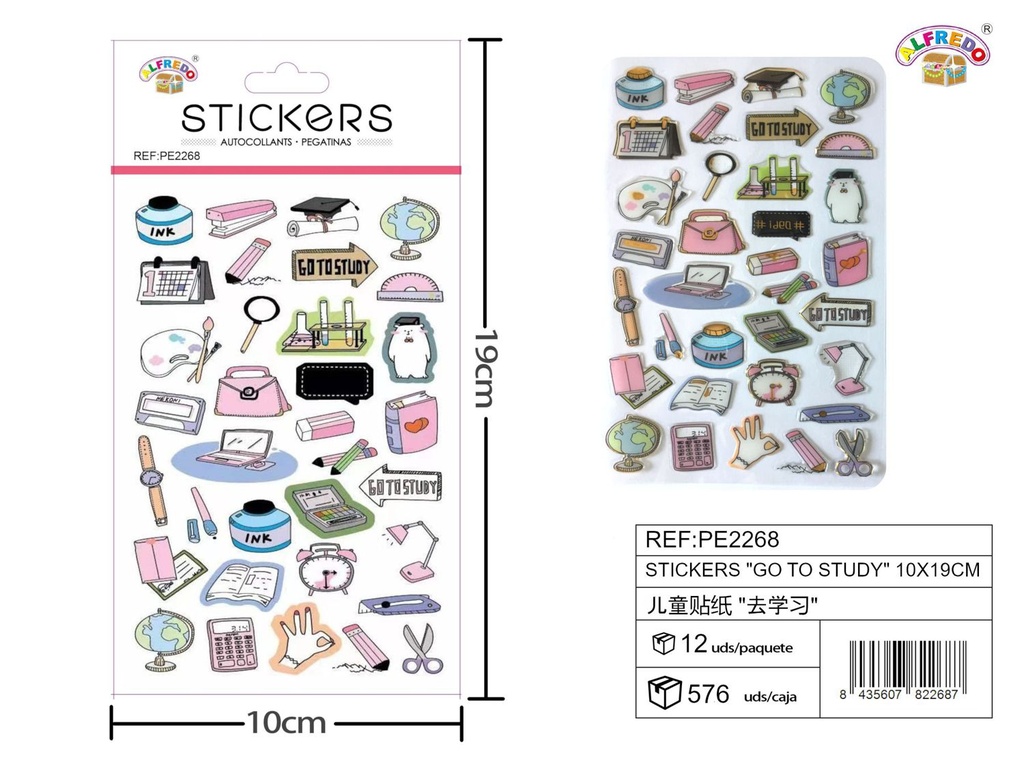 Stickers de Estudio 10x19 cm - Adhesivos infantiles