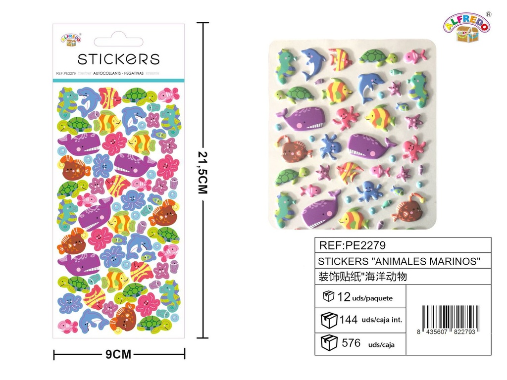 Pegatinas "Animales Marinos" 9x21.5cm para manualidades