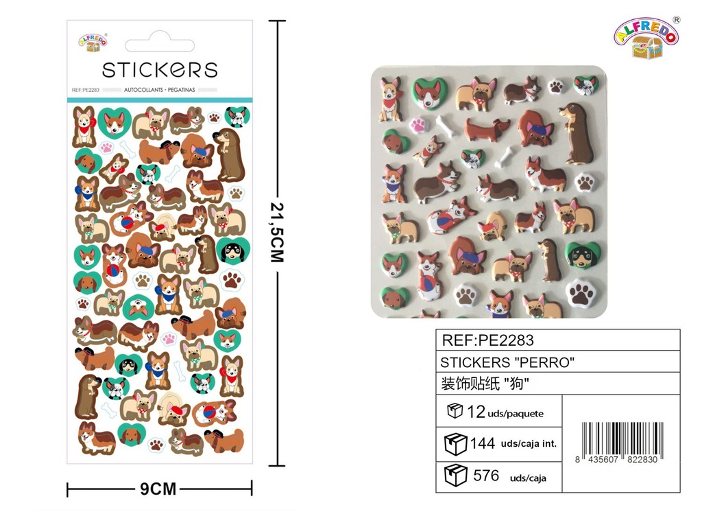 Stickers "Perro" 9x21.5cm adhesivos para manualidades y decoración