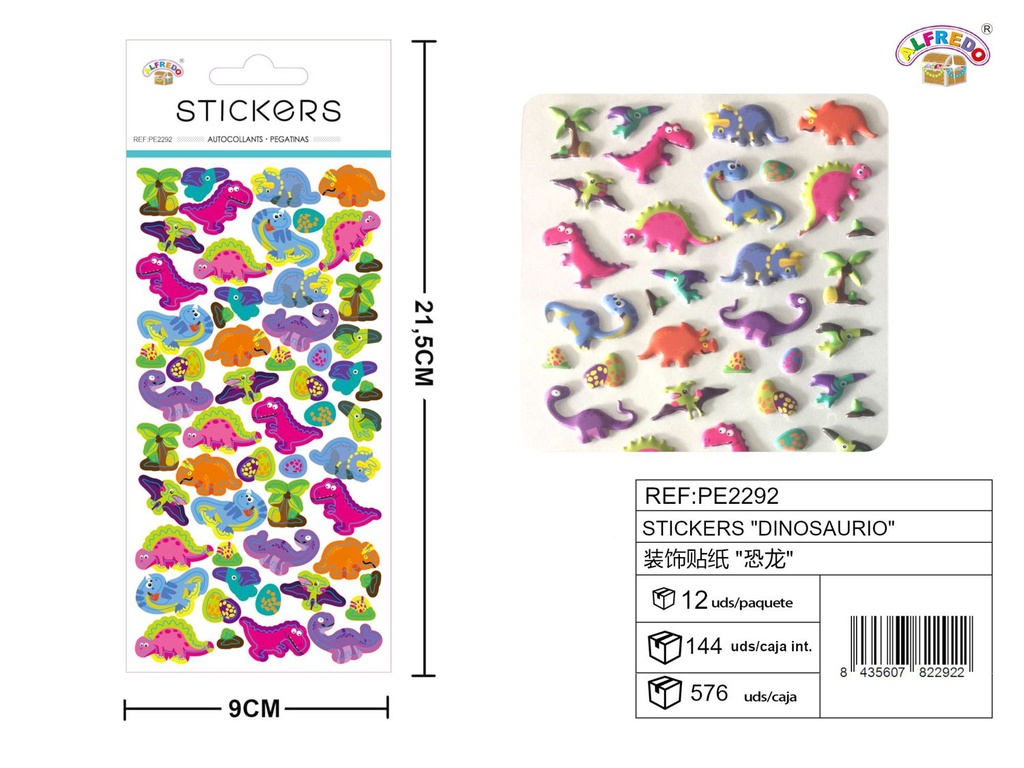 Stickers de Dinosaurio 9x21.5 cm - Adhesivos infantiles