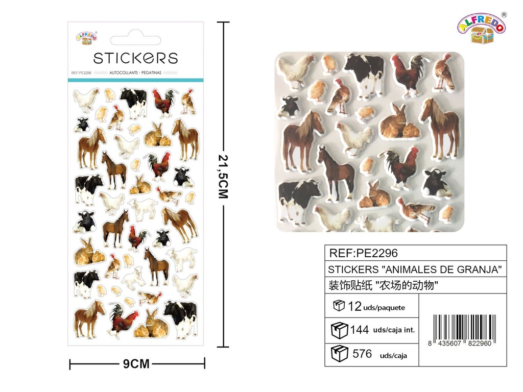 Stickers "Animales de Granja" 9x21.5cm