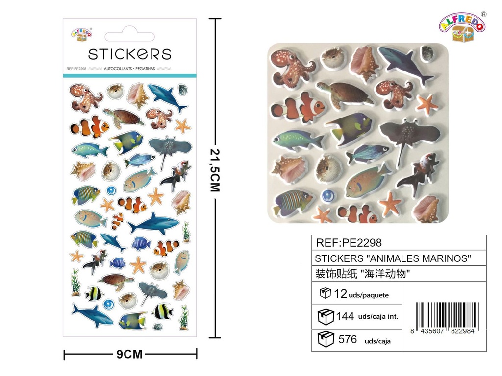 Stickers "Animales marinos" 9x21.5cm para decoración infantil