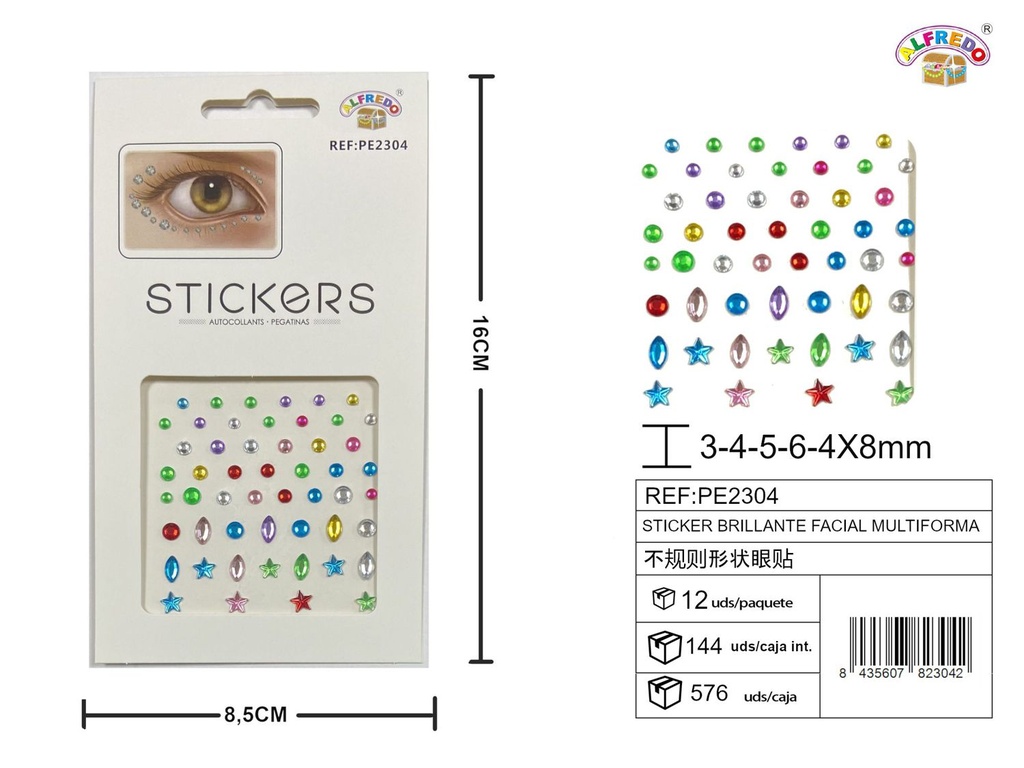 Sticker brillante facial multiforma 8.5x16cm - Accesorios de belleza