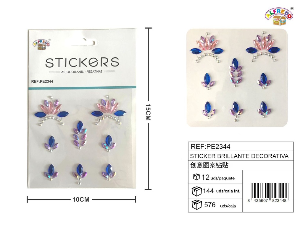 Sticker Brillante Decorativa 10x15 cm - Adorno de diamantes y perlas